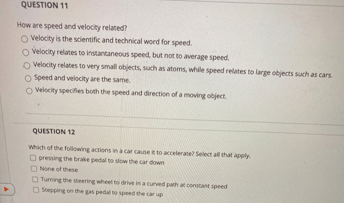 Section 11.2 speed and velocity answer key