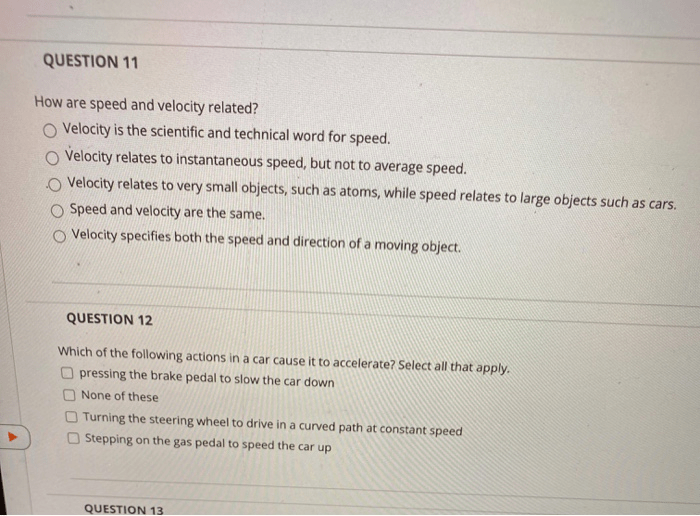 Section 11.2 speed and velocity answer key