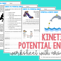 Potential energy and kinetic energy worksheet with answers