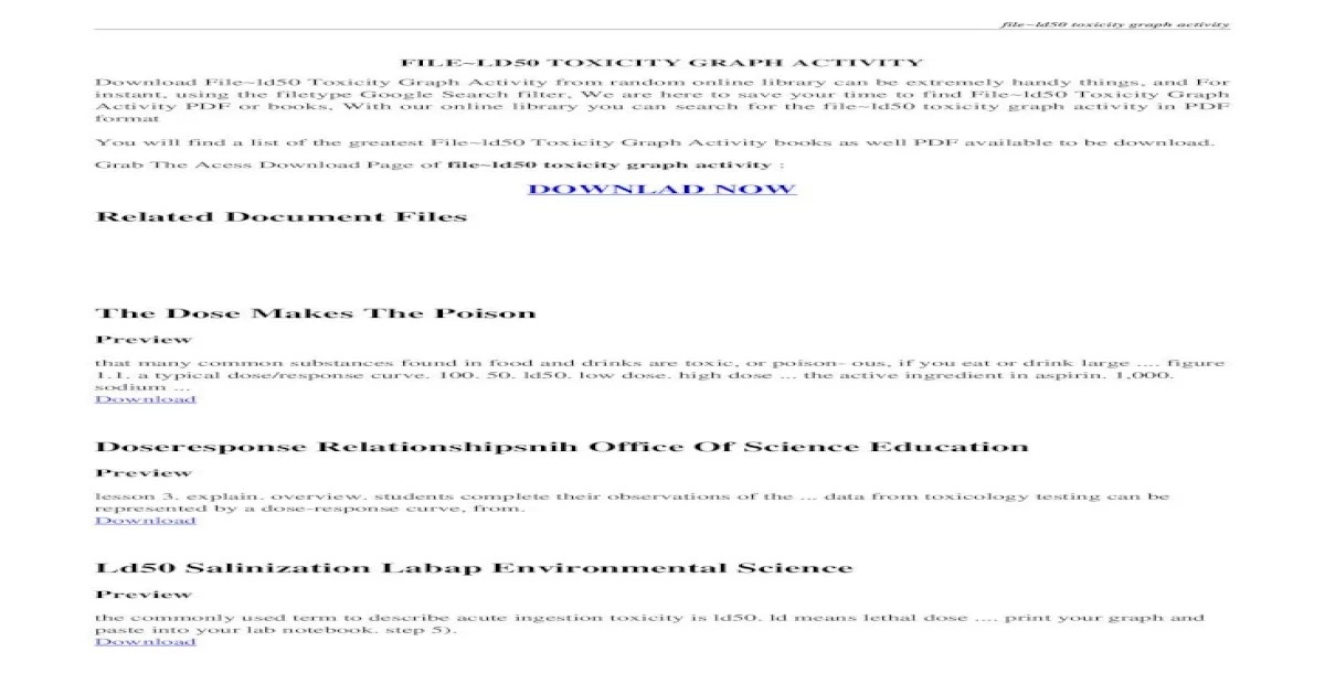Creating ld50 graphs for different substances worksheet answer key